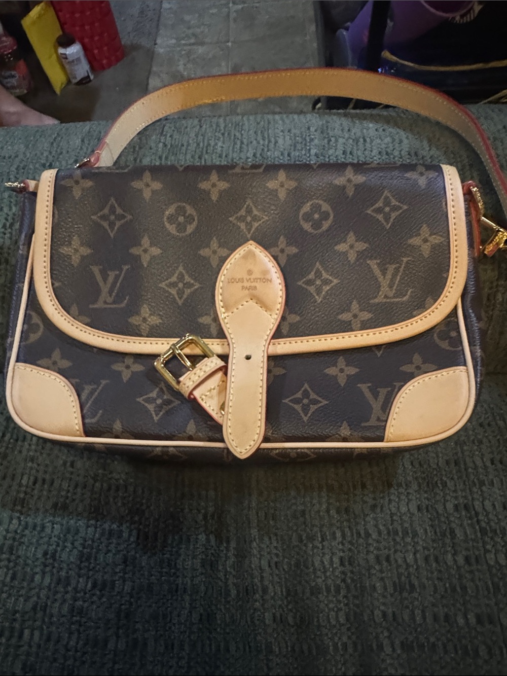 Louis Vuitton Monogram Canvas Shoulder Bag with Natural Vachetta Trim